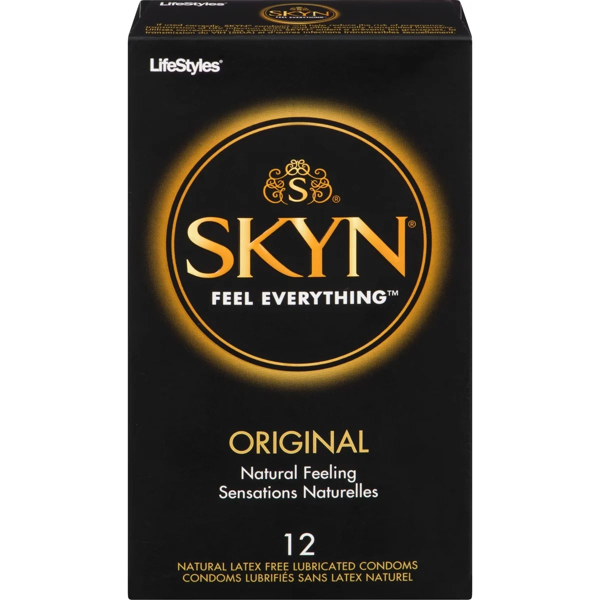 Skyn Original 12 Natural Latex Free Lubricated Condoms front package