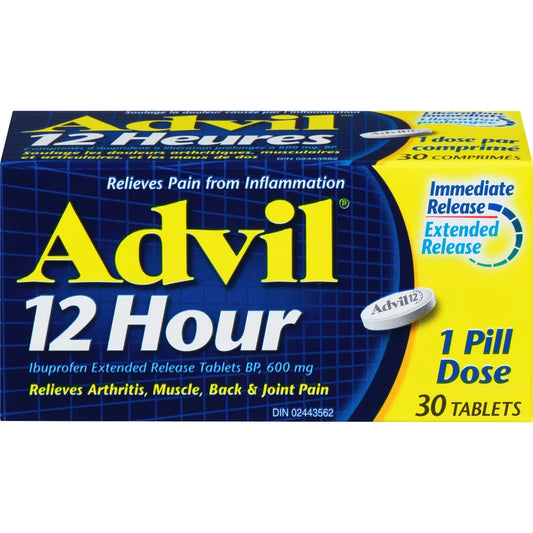 Advil 12 Hour Tablets for Extended Pain Relief, 600 mg Ibuprofen, 30 Count product image