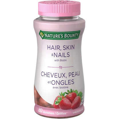 Natures Bounty Hair, Skin & Nails with Biotin Supplement Gummies front package