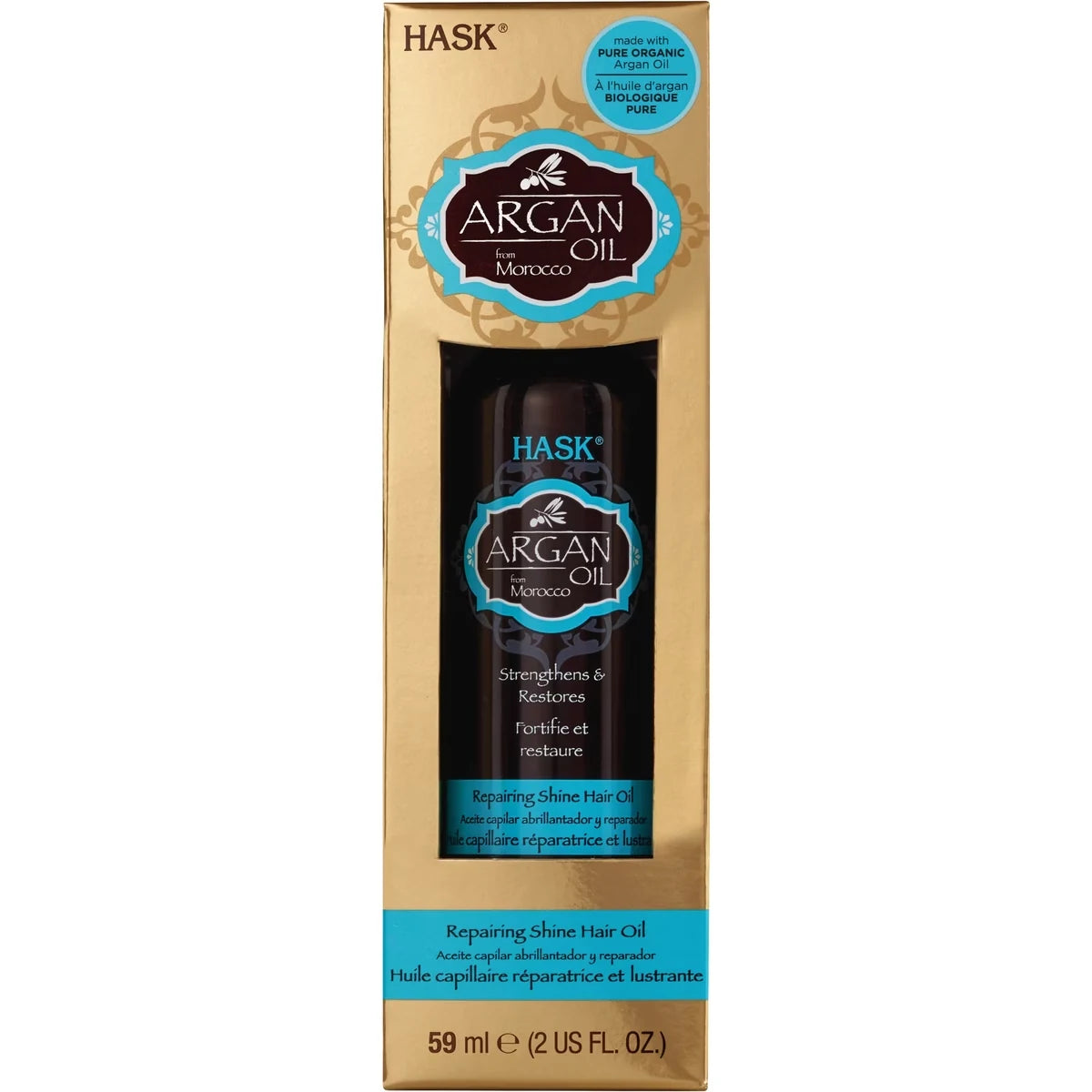 HASK Argan Oil Repairing Shine Oil Box front package