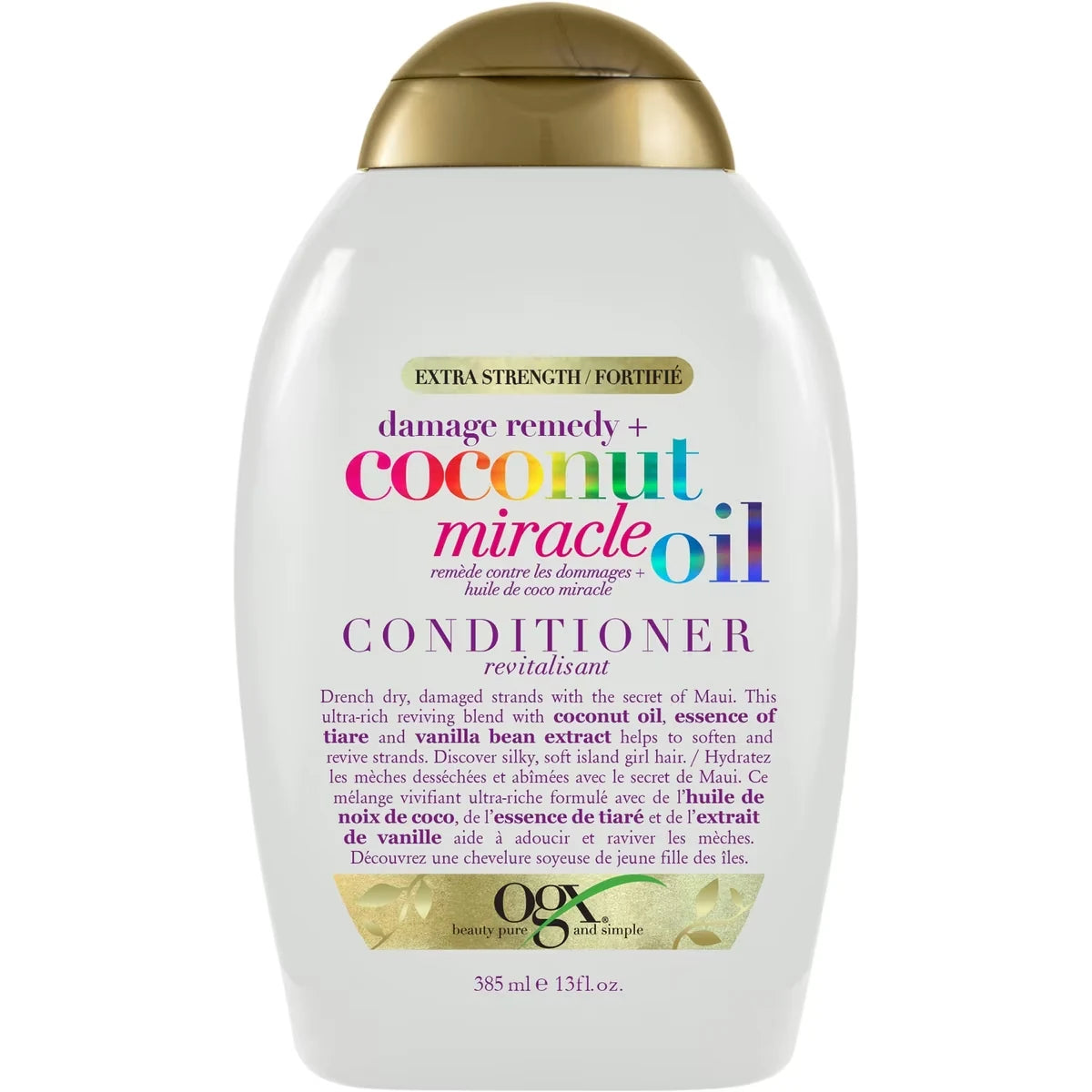 OGX Extra Strength Damage Remedy + Coconut Miracle Oil Conditioner front package