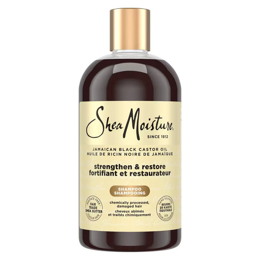 Shea Moisture SheaMoisture Jamaican Black Castor Oil Stengthen & Restore shampoo for Damaged Hair with Shea Butter front package
