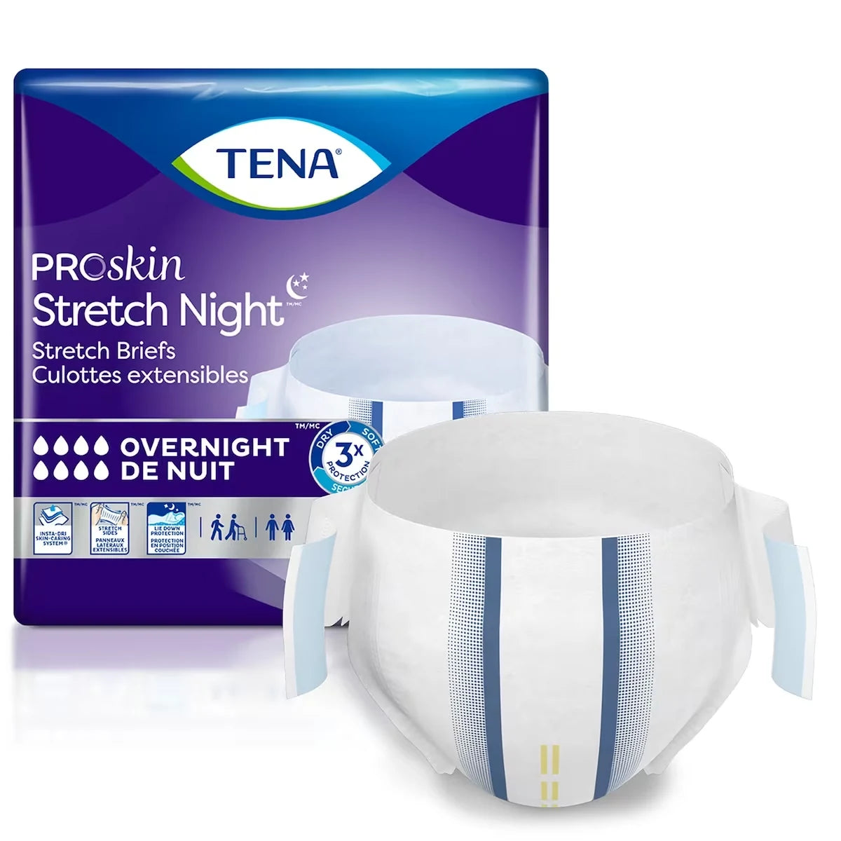 Tena PROskin Stretch Night Brief L/XL, 12 count product detail