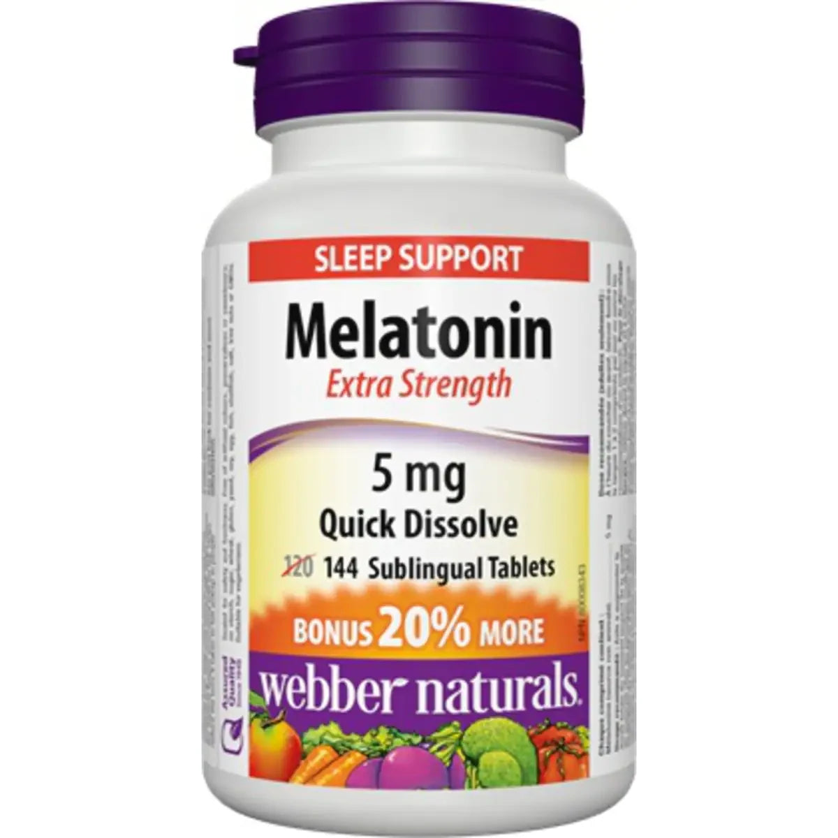 Webber Melatonin Extra Strength Quick Dissolve 5 mg front package