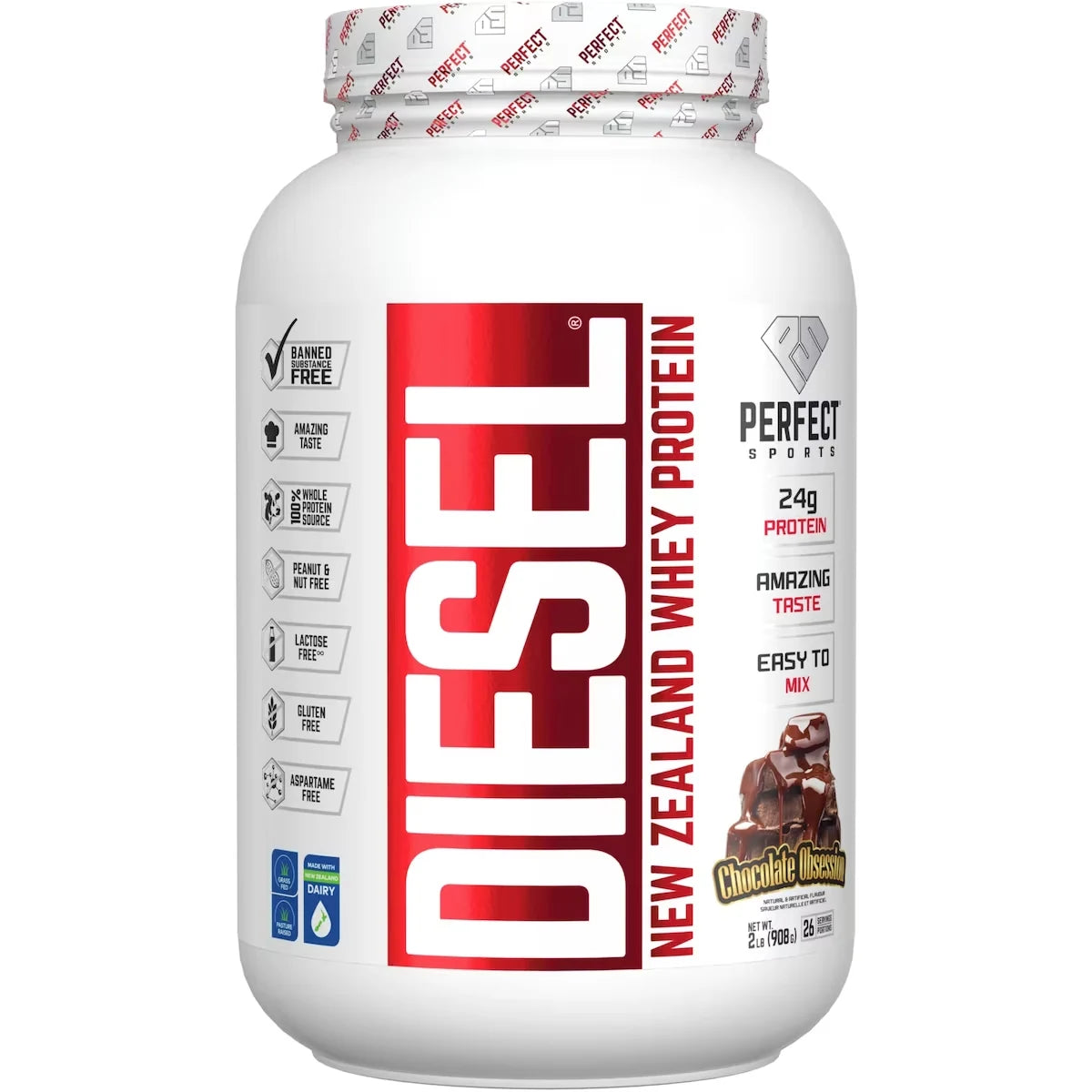 Perfect Sports Diesel New Zealand Whey Protein Chocolate 908 g product image