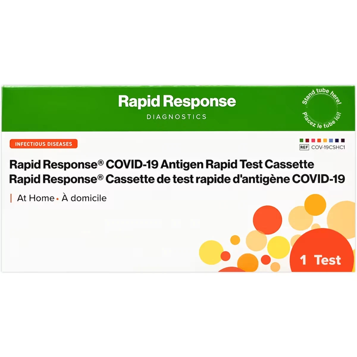 Rapid Response COVID-19 Rapid Antigen Test Cassette - At Home front package