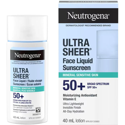 Neutrogena Ultra Sheer Face Liquid Mineral Sunscreen for Sensitive Skin, SPF 50+ alternate view