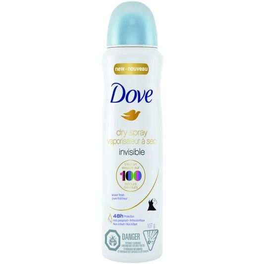 Dove Advanced Care Invisible Dry Spray Antiperspirant Deodorant for Women Sheer Fresh Scent with Pro-Ceramide Technology front package