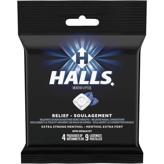 Halls Extra Strong Menthol Lozenges 4x9 pack