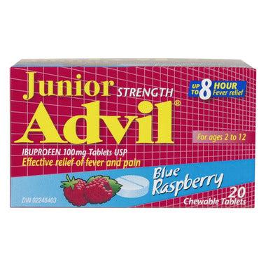 Comprimés à croquer Junior Strength Advil, paquet de 20 - framboise bleue