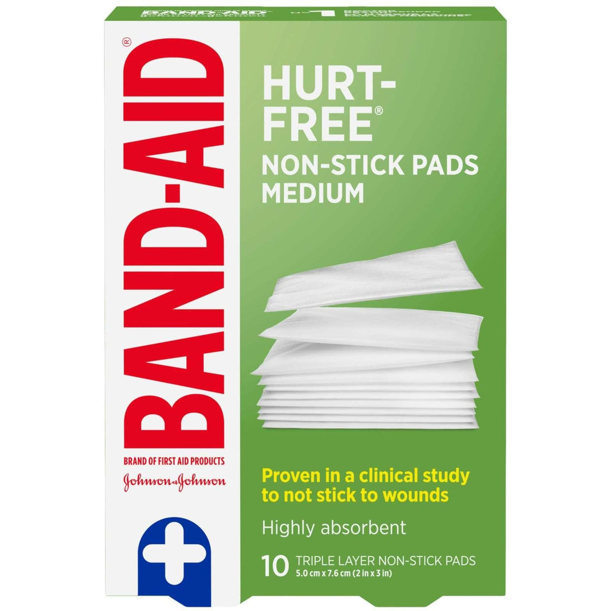 Band Aid Hurt Free Non Stick Pads Medium