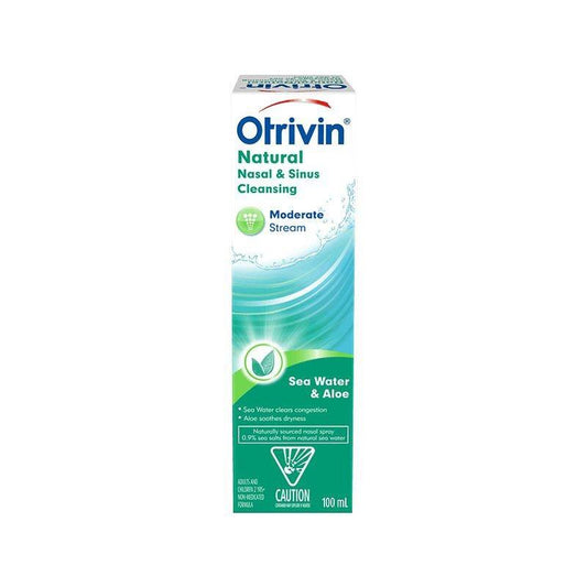 Otrivin Moderate Stream Saline Nasal Decongestant Spray Sea Water & Aloe 100ml