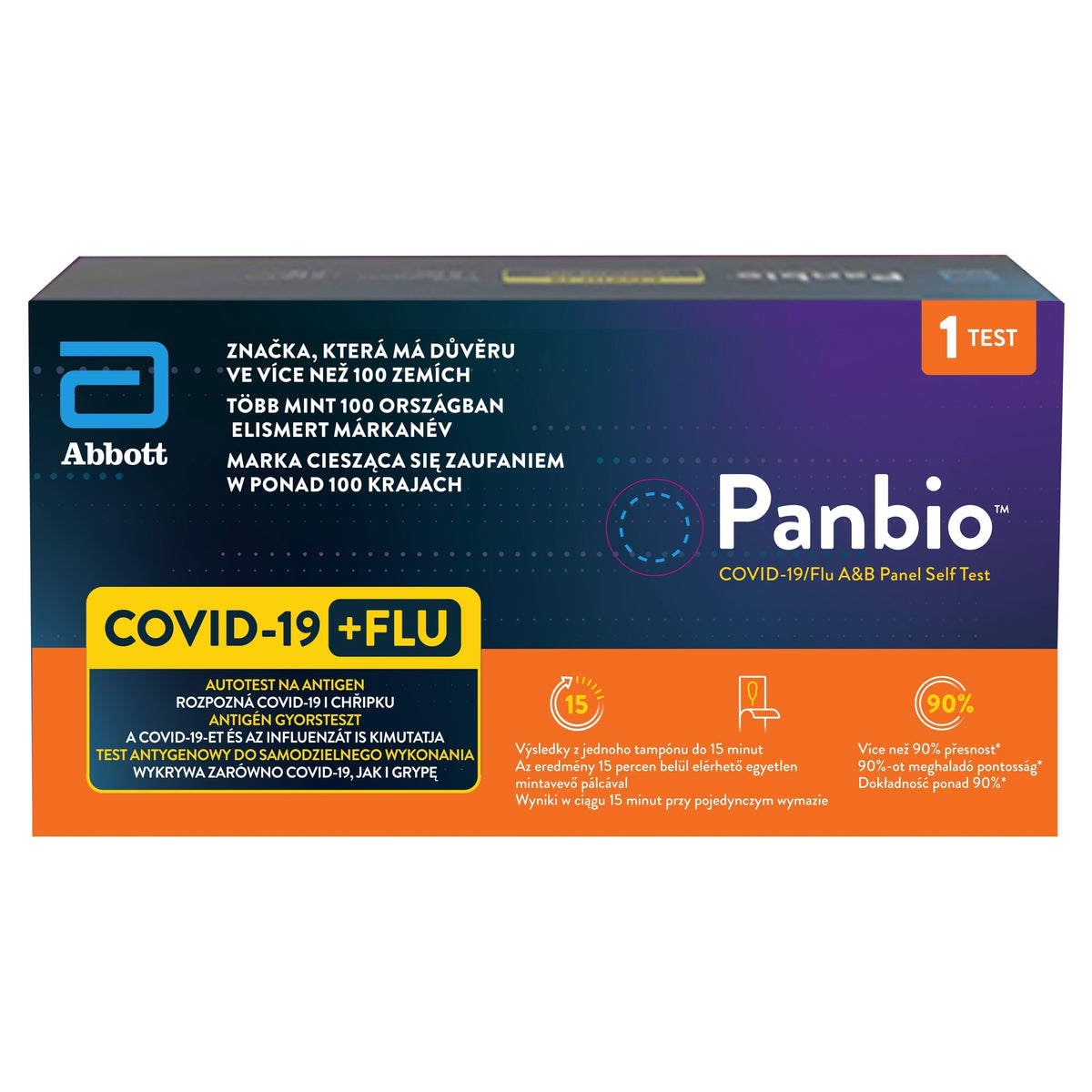 PANBIO COVID ET GRIPPE A&B Autotest pour la famille - 4 TESTS