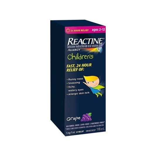 Reactine Children’s Liqiuid Allergy Medicine, Grape Flavour, 5mg