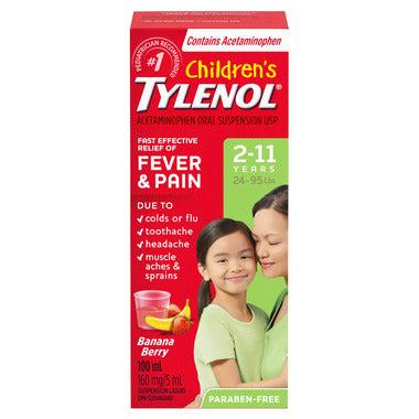 Tylenol Children's Medicine, Fever & Pain, Banana Berry Liquid