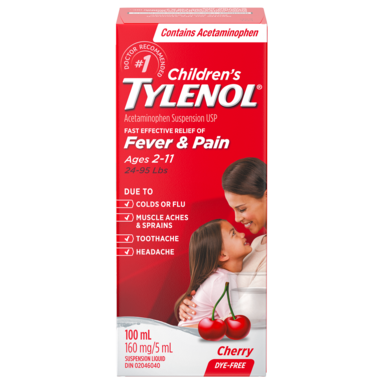 Tylenol Children's Medicine, Fever & Pain, Dye-Free Cherry Liquid