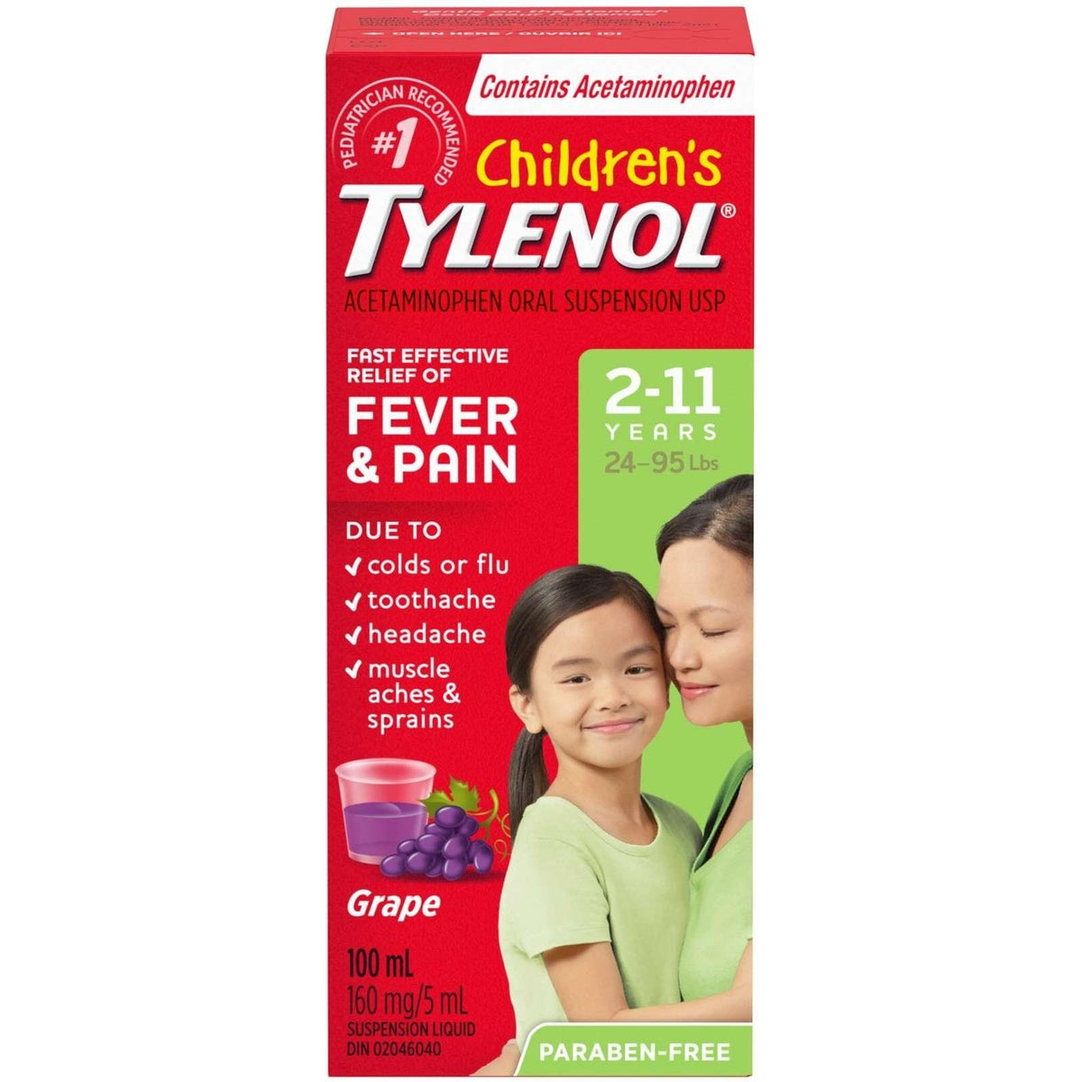 Tylenol Suspension Enfant Fièvre &amp; Douleur Arôme Raisin 100 ml