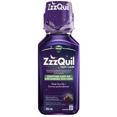 Vicks ZzzQuil Nighttime Sleep Aid Liquid, Warming Berry, 354 mL