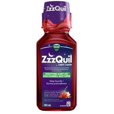 Vicks ZzzQuil Nighttime Sleep Aid Liquid, Calming Vanilla Cherry, 354 mL